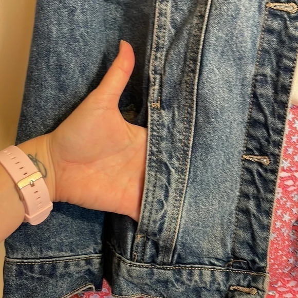 Refuge womens Small Jacket coat Jean denim distressed blue button up basic - Picture 2 of 5